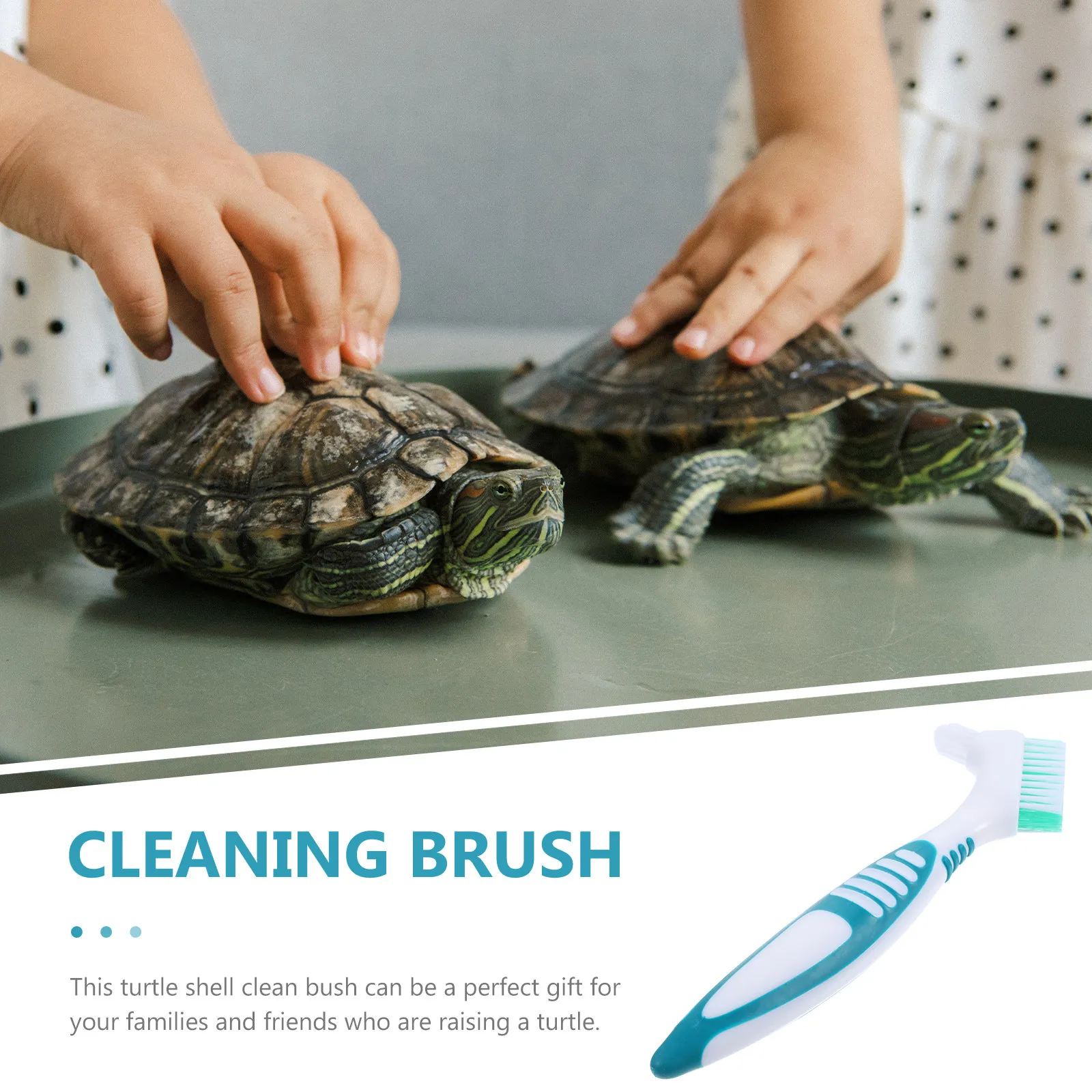 Turtle Shell Cleaning Brush Double-Head Premium Plastic Soft Nylon Bristles Effective Mud Remover Tool for Aquatic Tortoise