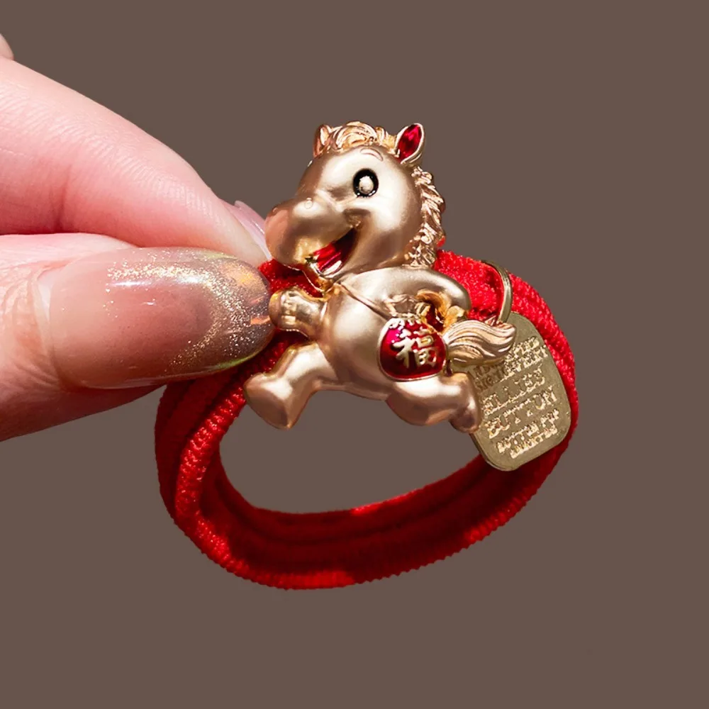 

Красная веревка, новогодняя красная веревка для волос, сплав зодиака, год лошади, резинка для волос, аксессуары для волос, 2026, кольцо для волос на год лошади