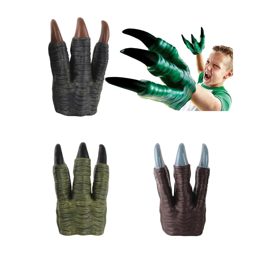 Dinosaur Glove Toy Brown Puppet Gloves Realistic Dragon Claws Monster Cosplay for Halloween Party