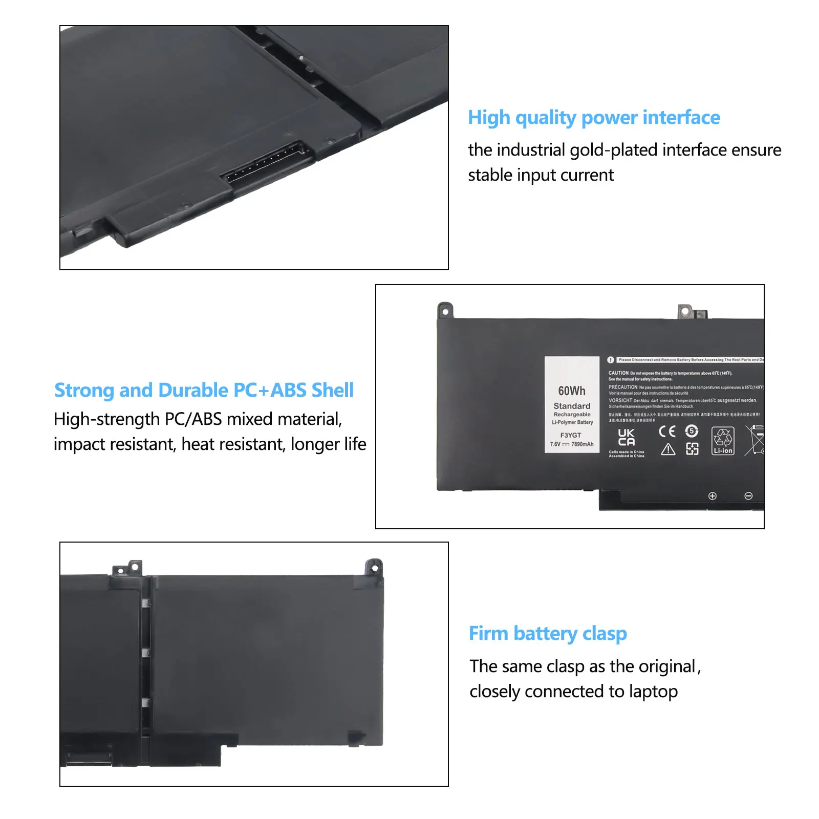 Oyomba F3YGT Laptop-Akku für Dell Latitude E7280 E7480 E7290 E7390 E7490 Latitude 12 7000 7280 7290 DM6WC 2X39G KG7VF V4940 – Detail 4