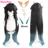 100cm Long Dan Heng Synthetic Cosplay Wig Game Gradient Cosplay Anime Wigs Heat Resistant Hair Halloween Party Wigs + A Wig Cap