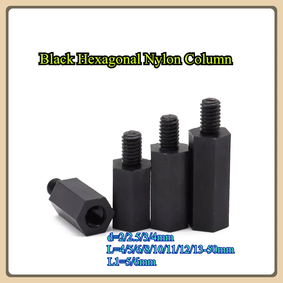 

M2M2.5M3M4 Black Hexagonal Nylon Column Plastic Single Head External Thread Pc Board Isolation Column