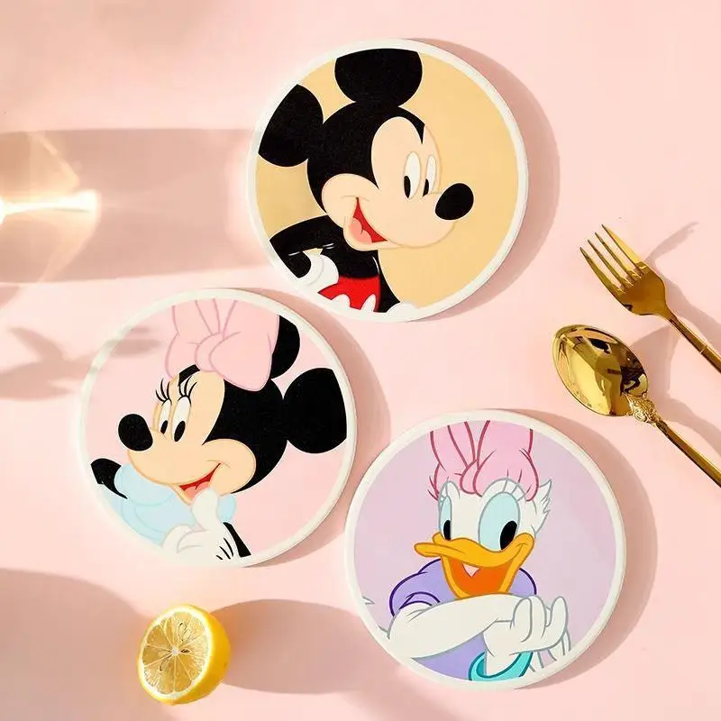 Kawaii Mickey Meal Mat Cartoon Cute Minnie Donald Duck Daisy Waterproof Oil Proof Anti-Scald Ceramics Cup Mat Kitchen Supplies