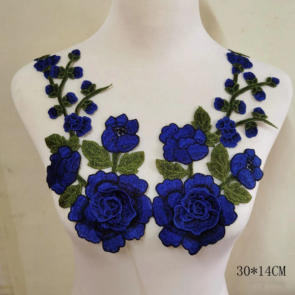2 Teile/satz 3D Blume Stickerei Applique Patch Für Abend Rock Kleidung Spitze Kragen Dekoration Patch Nähen Auf Zubehör – Detail 4