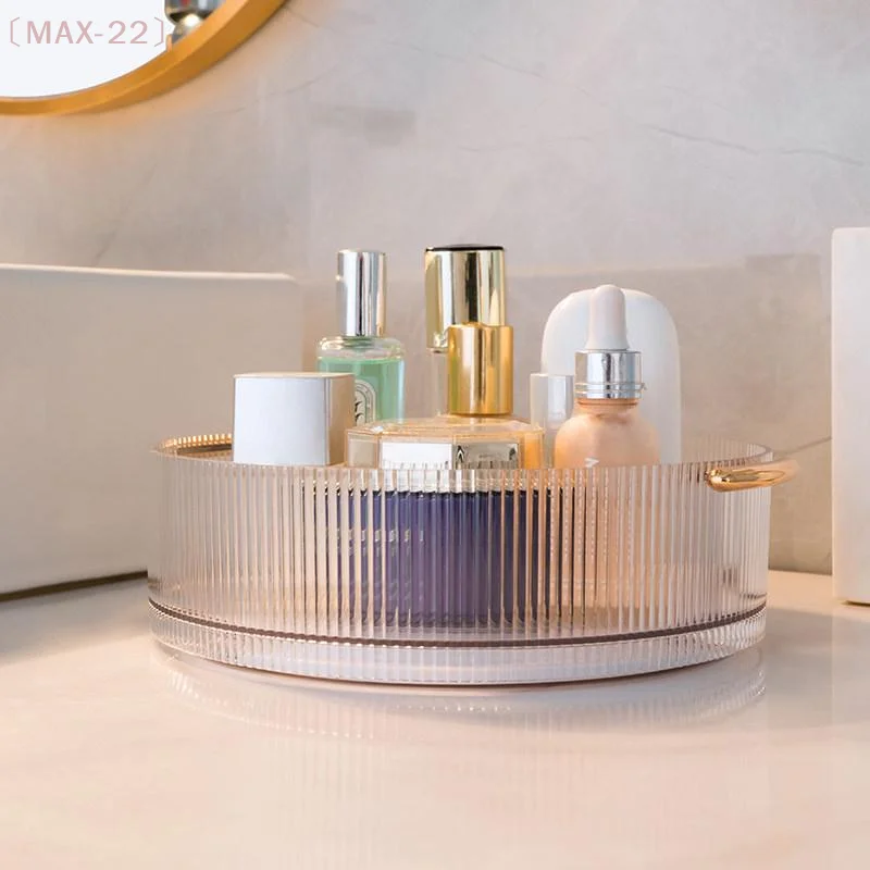 〔MAX-22〕1Pcs Rotating Turntable Desktop Storage Box 360° Rotating Cosmetic Storage Box Lotion Display Box Round Transparent Tray