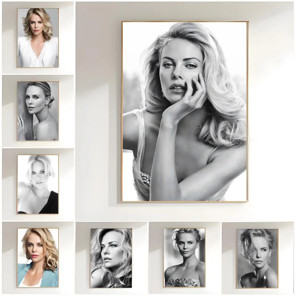 charming actress c-charlize theron Poster Classic Wall Art  Home Decor  Peel and Stick Unframed