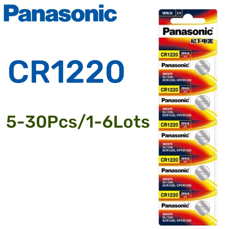 5-30pcsOriginalPanasonicCR1220BR1220LithiumBatteryForToyWatchCalculatorCarRemoteControlMouseButtonCoinCell