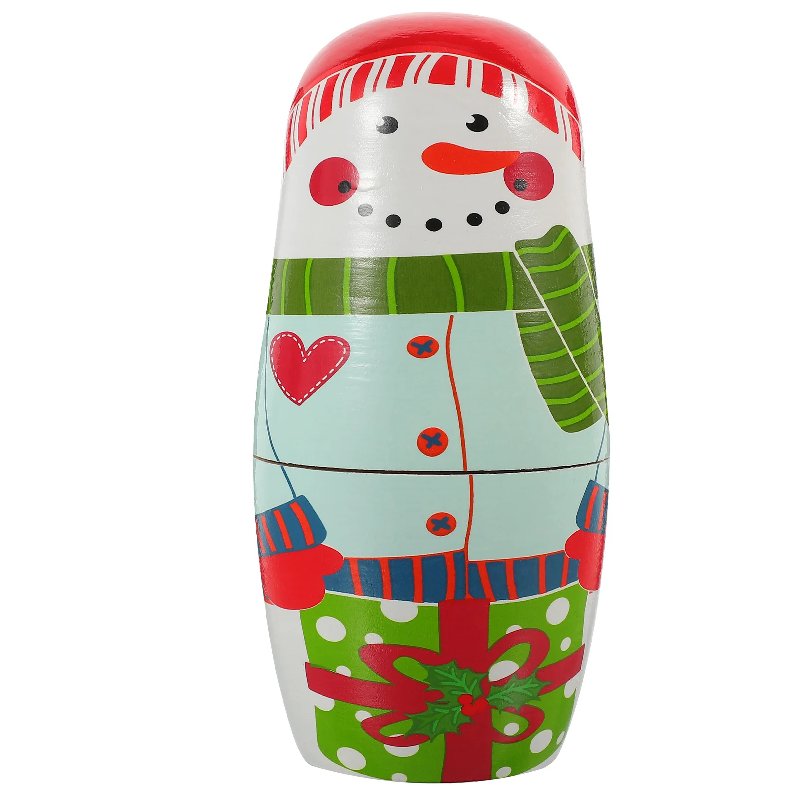 

1 set 1 Set Christmas Matryoshka Wood Russian Nesting Bright Colorful Patterns Safe Edges Decorative Festival Gift Xmas Nesting