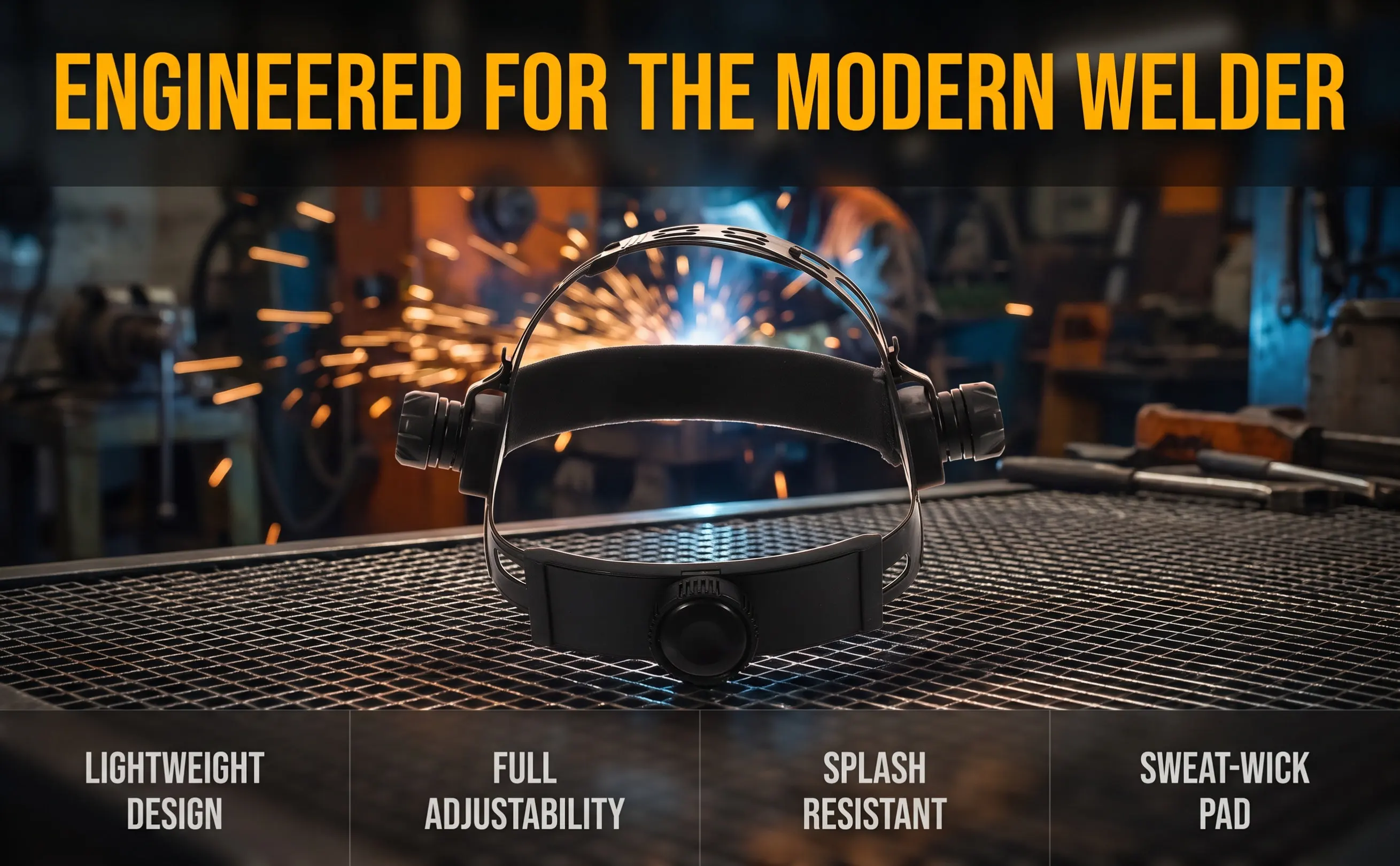 Welding Shield Headband Adjustable Comfort Fit Heavy-Duty Headgear Protection Against Metal Splashes Universal Fit