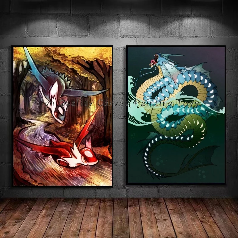

Pokemon Mewtwo Bulbasaur Pikachu Charizard Anime Canvas Posters and Prints Wall Art Picture for Living Room Children Gift