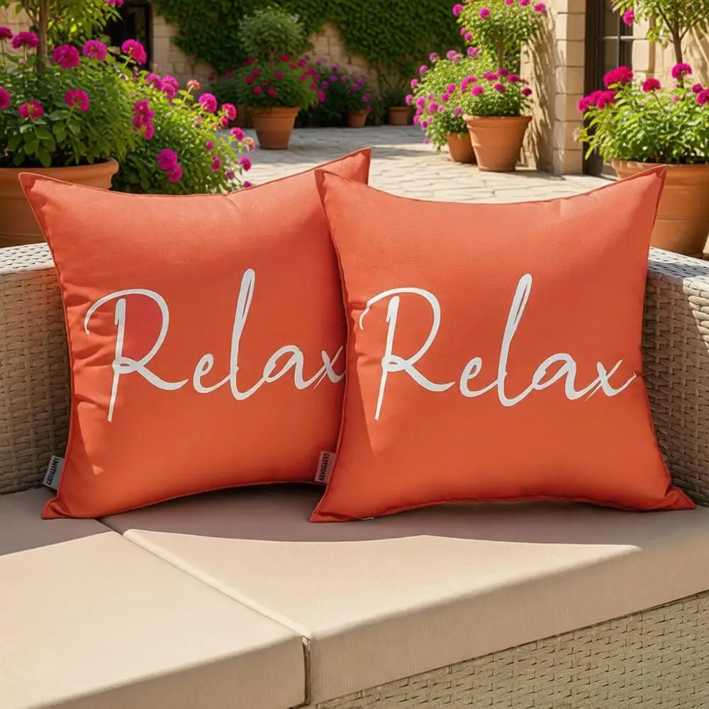 

Набор из 2 водонепроницаемых квадратных наволочек для улицы, для патио, сада и балкона, кораллового цвета, 20x20 дюймов