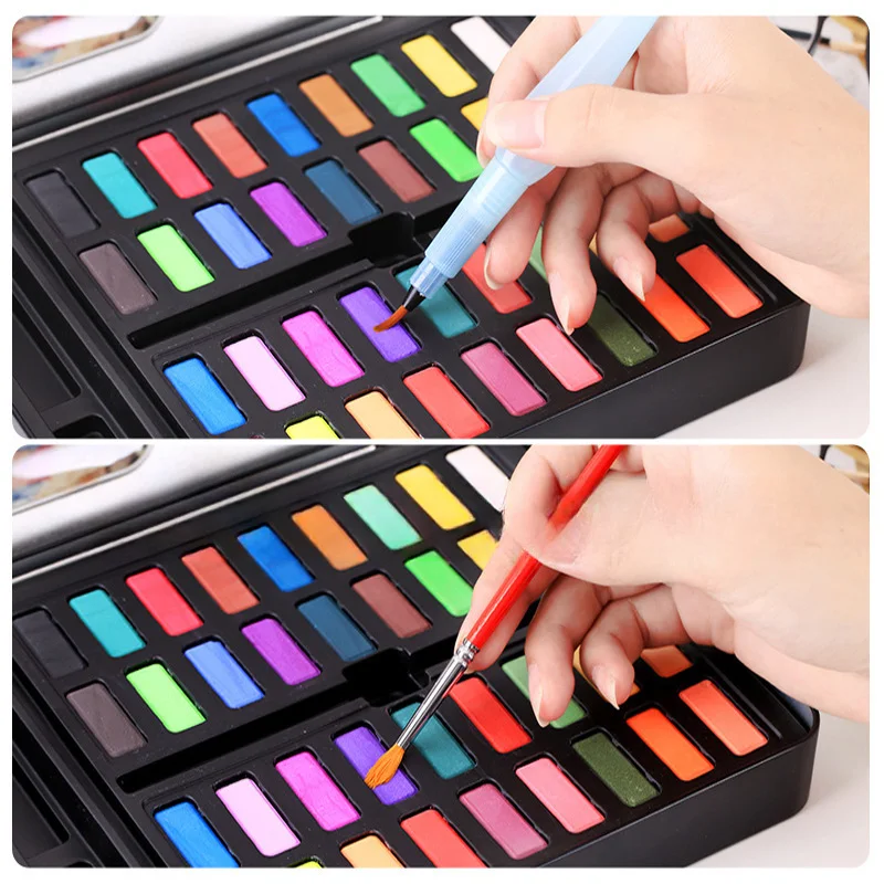 

36 Color Solid Watercolor Portable Iron Box Set Durable and Non Fading Transparent Watercolor Paint for Art Students