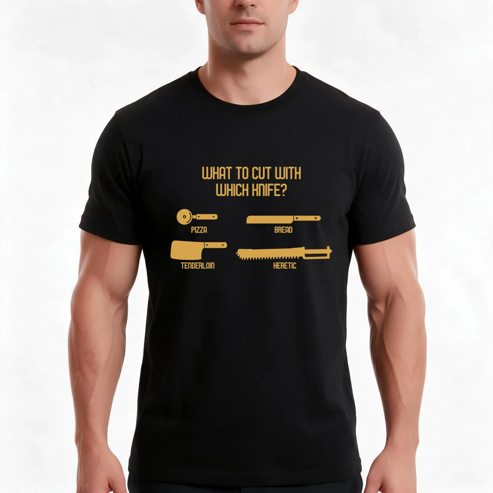 What to Cut with which Knife Funny Wargaming Meme T-Shirt, Summer Casual Cotton Tee, Oversized Streetwear Tops, Unisex Men Women