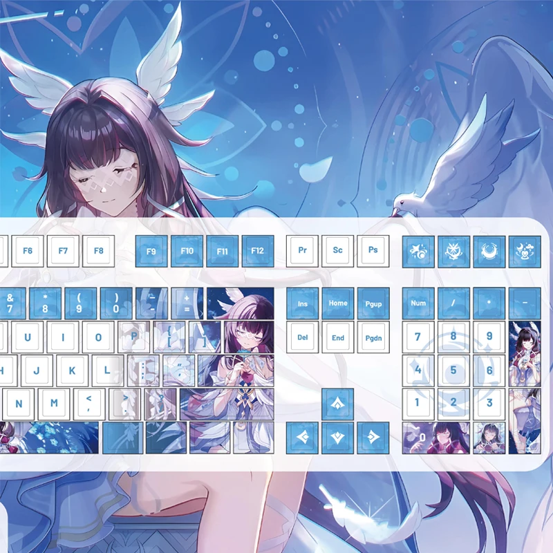 MAIMOOO Genshin Impact Columbina Keycaps Cherry Pbt Heat Sublimation Customization Diy Russian Keyboard Keycaps