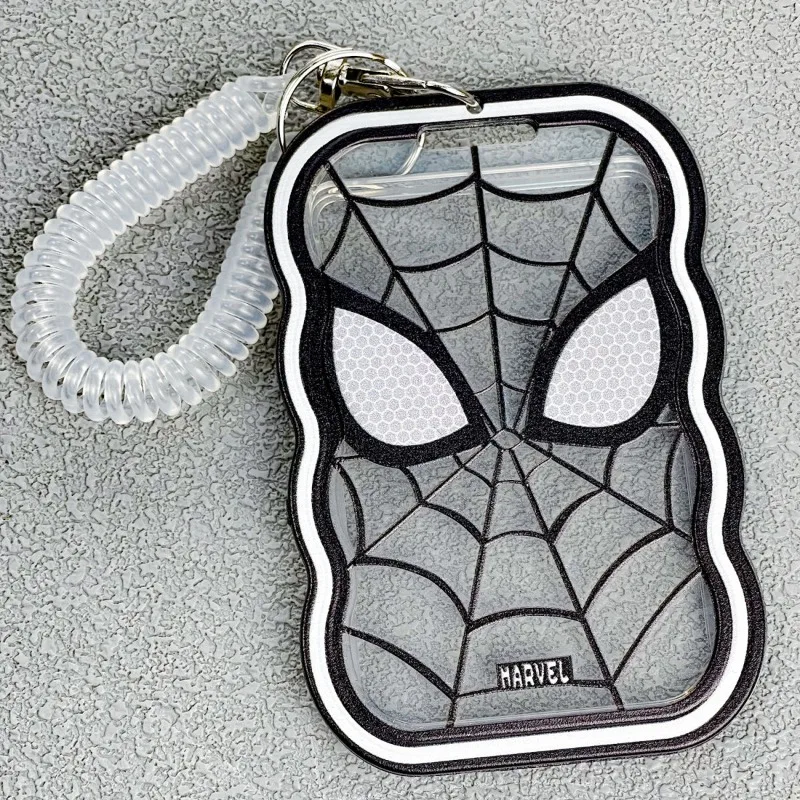 

Spider-Man Card Case Marvel Cartoon Anime Figure Student Children Transparent Hanging Rope Bus Card ID Card Hard Protective Case