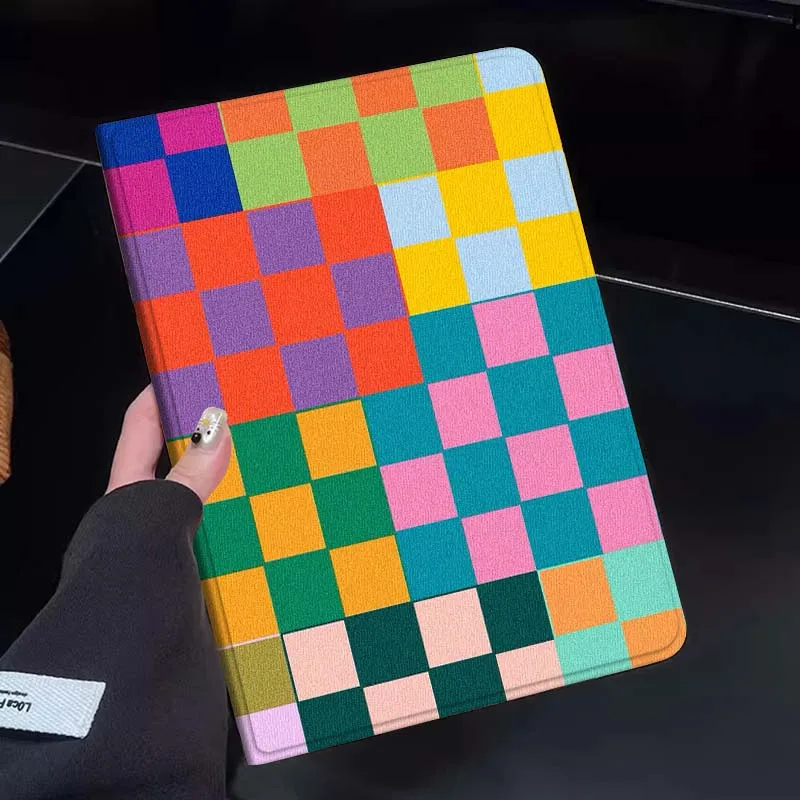 

Colorful Square Grid Pattern Tablet Case For Huawei Honor MatePad MediaPad Air 5 6 7 11 V6 V7 V8 V9 X9 X8 T10 T10s C5e T5 Gift