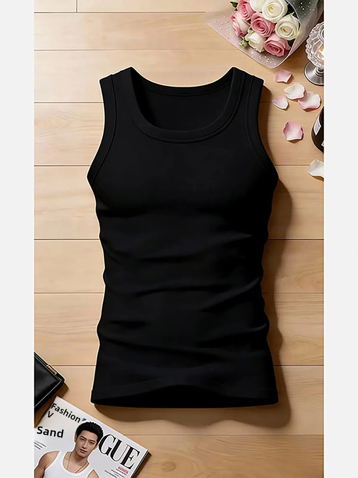 White Ice Silk Men's Tank Top Breathable Slim Fit Sporty Sleeveless T-Shirt Underwear Shoulder Pad Vest Summer Casual Wear