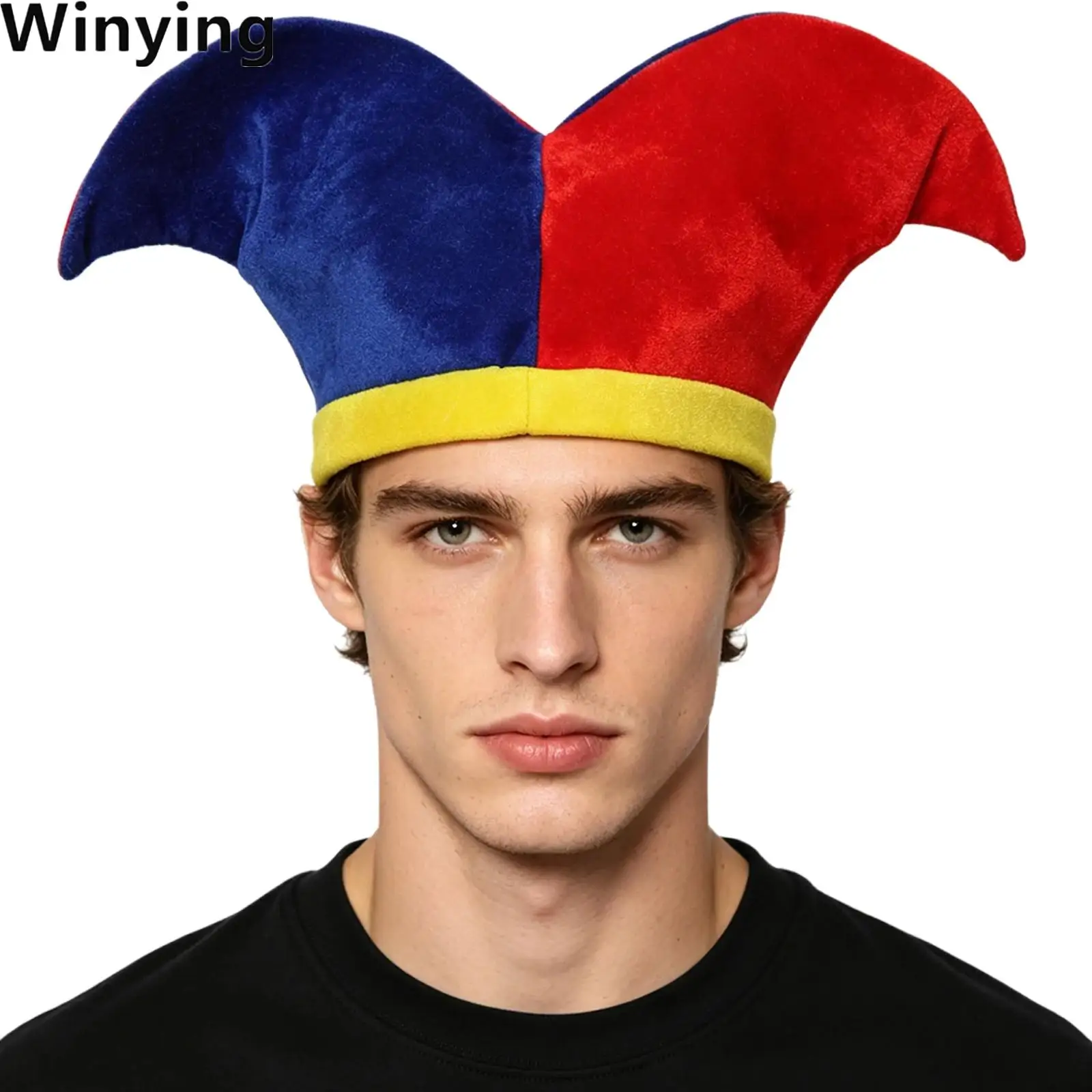 Adult Contrast Color Design Funny Clown Hat Cap Headpiece for Themed Party Stage Performance Cosplay Halloween