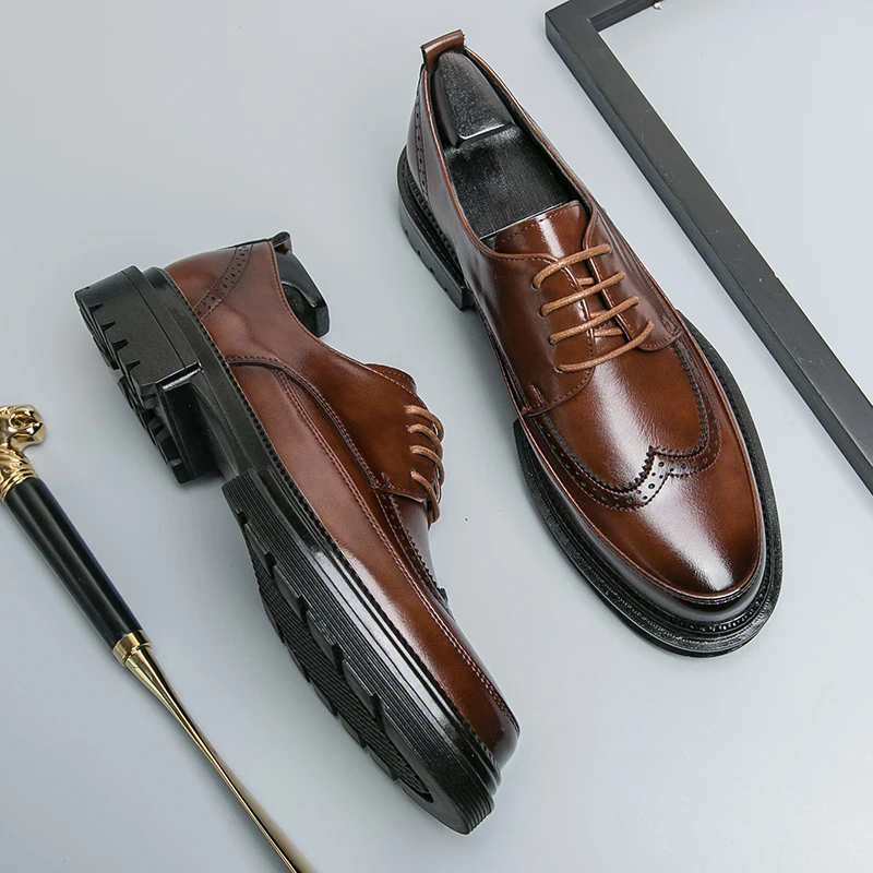 

Brogue Leather Shoes Luxury Busniess Shoes Men Formal Dress Oxfords Fashion Office Shoes Gentleman Dinner Shoes Schoenen Heren