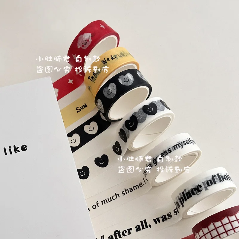 custom.[1592 People Collected] Ins Korean Alphabet Cartoon Washi Tape Cute Hand-Tearable Tape Journal Washi Tape Stickers Full R