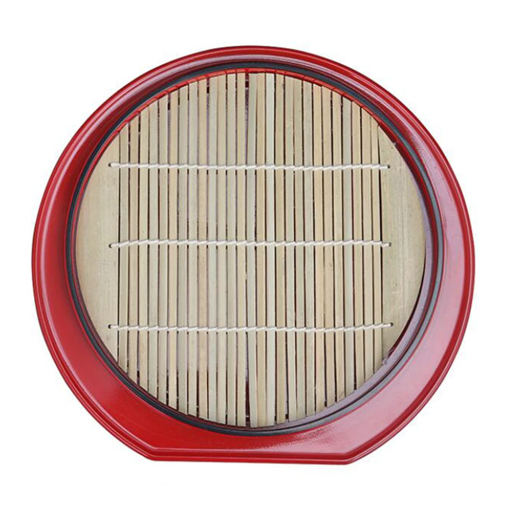 

Cold Noodle Plate Round Melamine Food Container Bamboo Mat Snacks Tableware Tray Japanese Style Serving Elegant Modern Kitchen