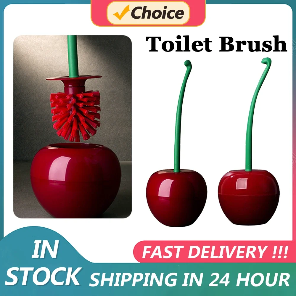 Cherry Shaped Bathroom Cleaning Brush Long Handle Toilet Cleaning Brush with Holder Stains Removal Tool Bathroom Accessories