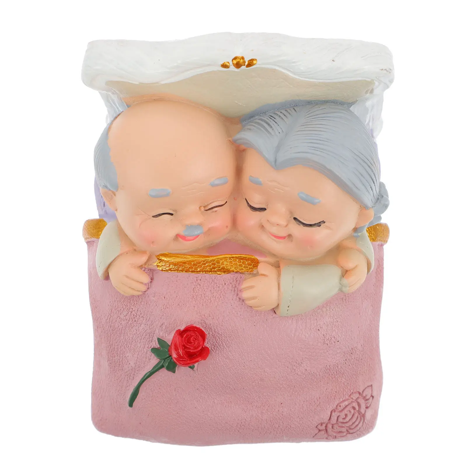Grandpa Grandma Resin Couple Statue Handcrafted Elderly Pair Decoration for Table Desk Shelf Anniversary Gift Home Office Decor