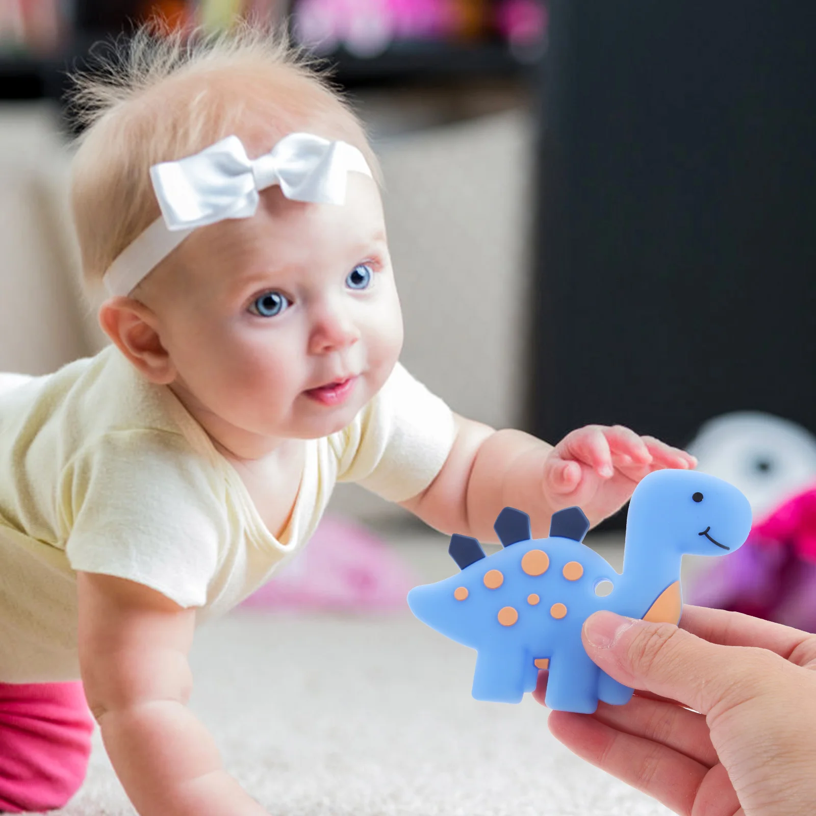 

3pcs Dinosaur Shape Silicone Baby Teether Chewing Pain Relief Molar Plaything Cartoon Teething Training For Infant Molar