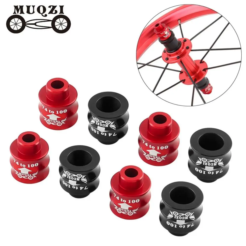 1 Pair MUQZI Bicycle Hub Black/Red 7075 Aluminum Alloy Front Fork Adapter 74mm To 100mm Extension Adapter