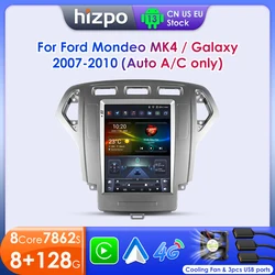 Hizpo For Tesla Style Car Radio For Ford Mondeo Mk4 Galaxy A/C 2007-2010 Carplay Screen Monitor Navigation Head Unit Player DSP