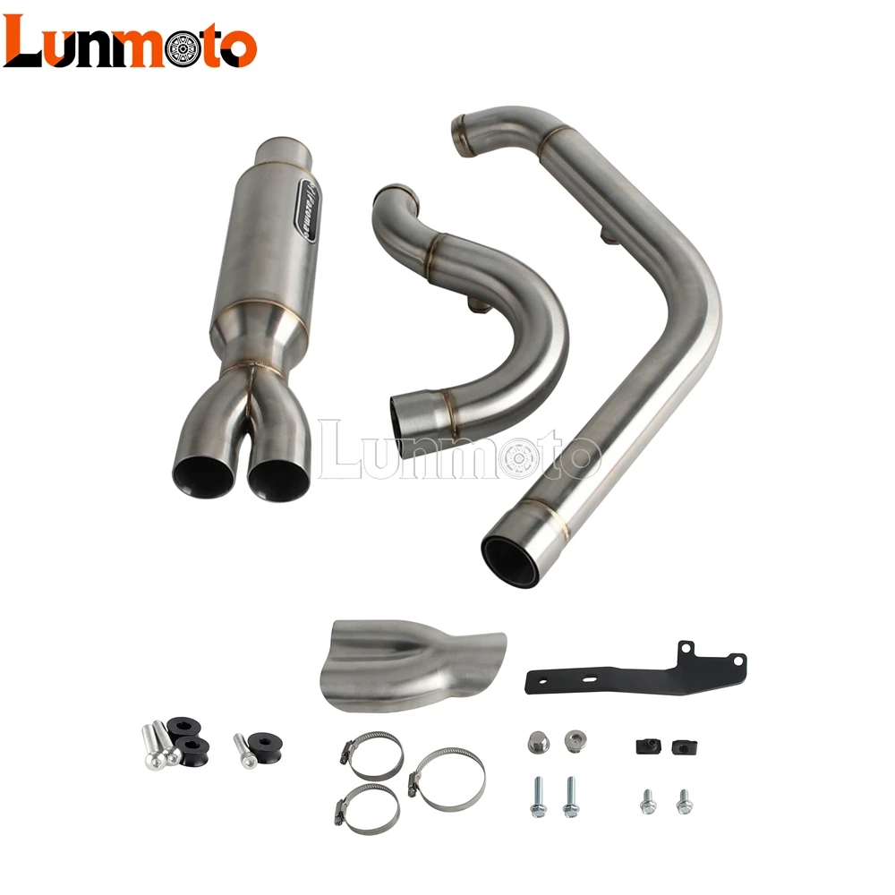 Upgrade Stepped Big Bore 2-in-1 Exhaust Steel Muffler Pipe Kit For Harley Softail Low Rider S ST Street Bob Fat Bob Slim Deluxe