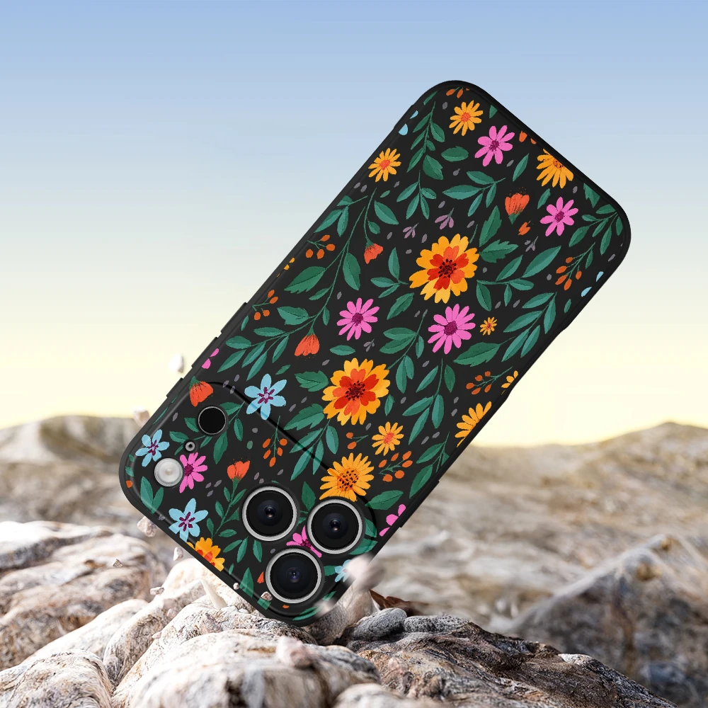غطاء من البولي يوريثان بنمط الأزهار الطازجة لهاتف iPhone17 ProMax 17 Air 16 15 14 13 12 11 Pro Max XS Max7 8 Plus 16e 16 Plus
