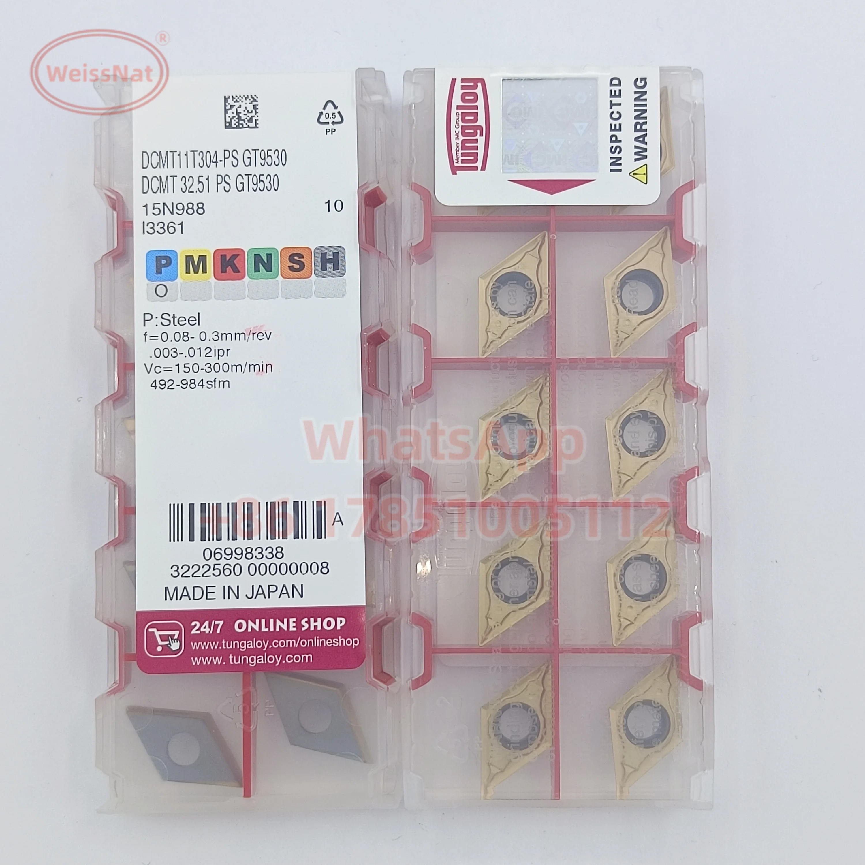 Imagem -03 - Inserção do Carboneto de Tungaloy Dcmt070202 Dcmt070204 Dcmt11t302 Dcmt11t304 Dcmt070208 Dcmt11t308 Ah725 Ah8015 Ns9530