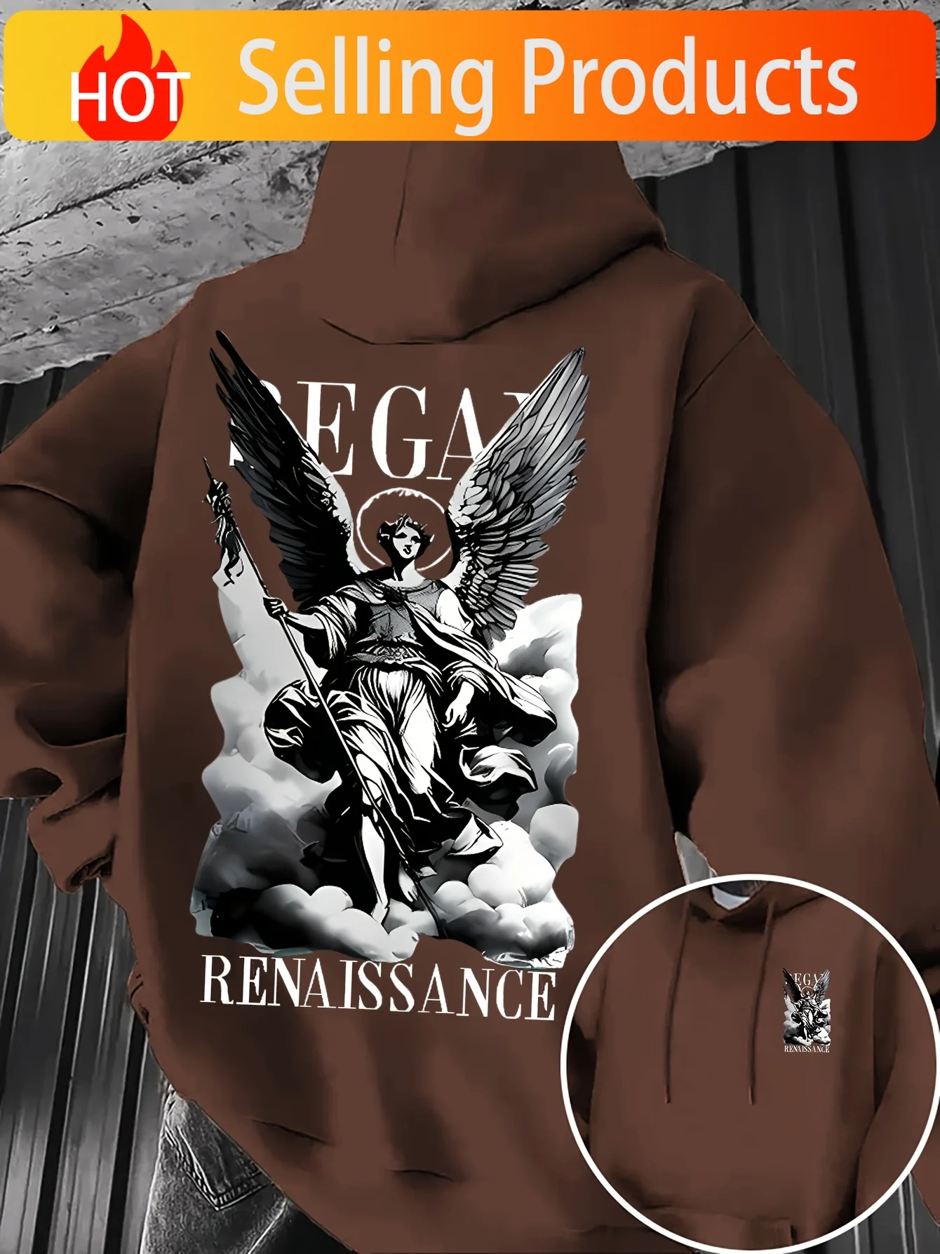 [Ling Moyun Selection] Men'S Autumn/Winter Trendy Printed Hoodie with Velvet, "Virgin" Print, 250G Heavy Weight 100% Polyester F