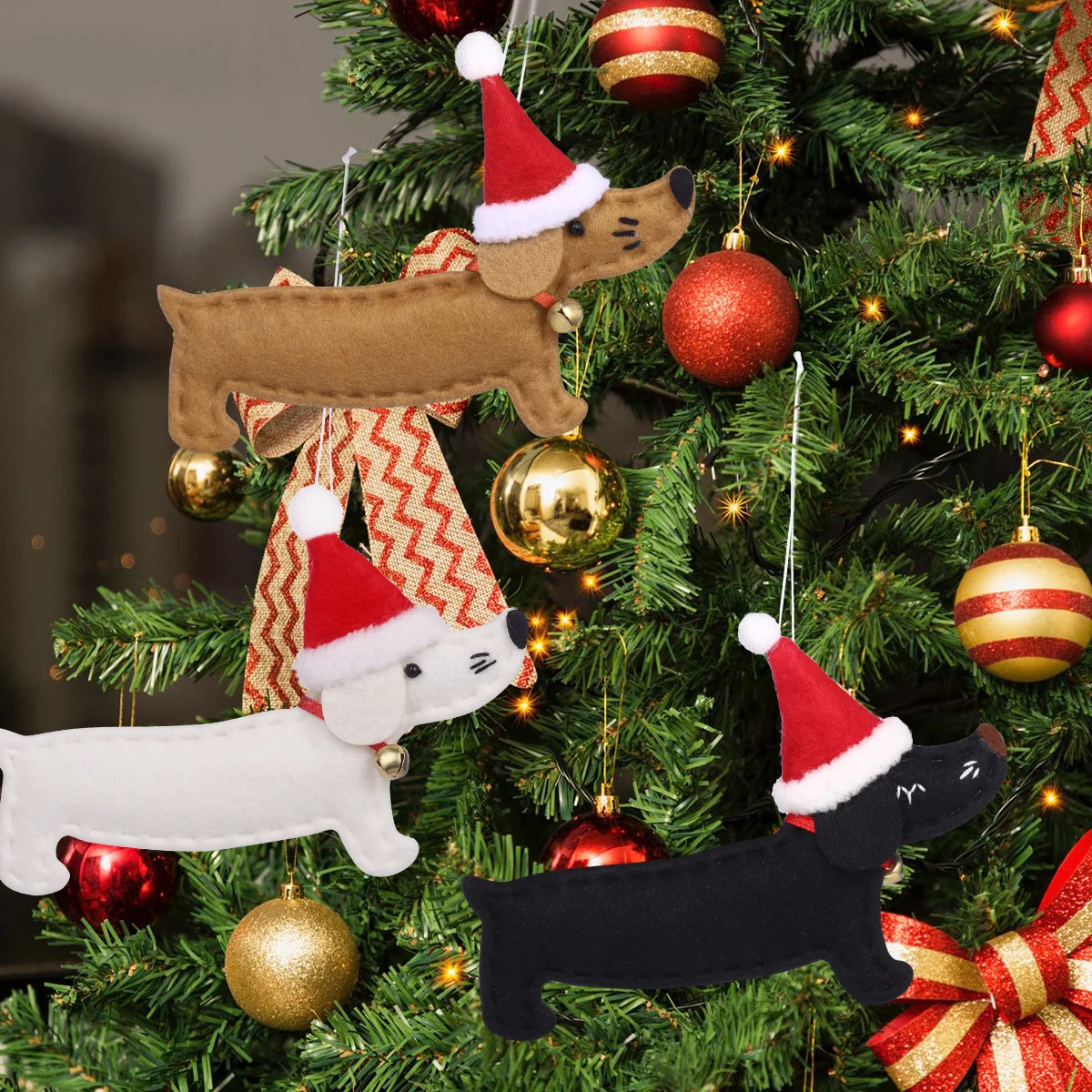 

4Pcs Creative Dachshund Dog Hanging Decorations Sturdy Christmas Tree Ornament Christmas Party Pendant Creative Hanging Ornament