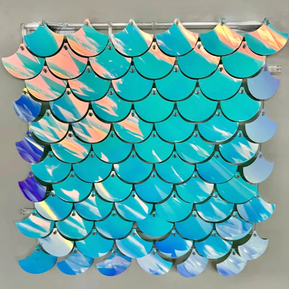 

ridescent Blue Shimmer Interlock Sequin Panel Party Wall Decorative Accessory
