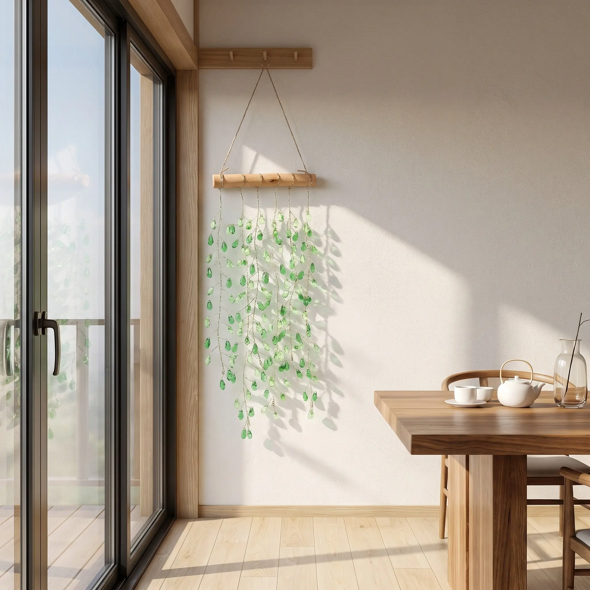 Hanging Crystal Suncatcher Ornament Boho Prism Ball Bead Sun Catcher for Window Green Plants Garden Decor Crystal Decoration