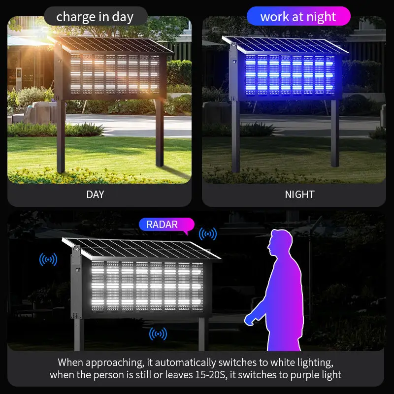 Picture 6: High Efficiency Outdoor Solar Powered  UV Light For Farm Courtyard Patio LED Mosquito Killer Lamp Garden Courtyard