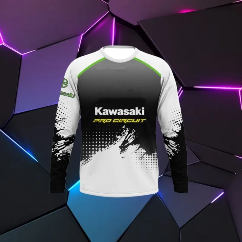 

Мужская футболка MOTO-Kawasaki Motorcycle Racing Team, весенне-осенняя футболка с длинными рукавами, новинка 2025 года, спортивный дышащий мужской топ