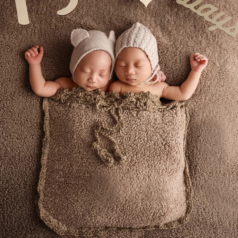 Accesorios de fotografía recién nacido, manta de fondo suave para fotografía de bebé con sombrero de bolsillo + accesorios de almohada, tocado de