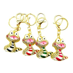 Creative Cute Cartoon Diamond Studded Drip Oil Zodiac Snake Alloy Keychain Animal Bags Pendants Accessories Creative Gifts