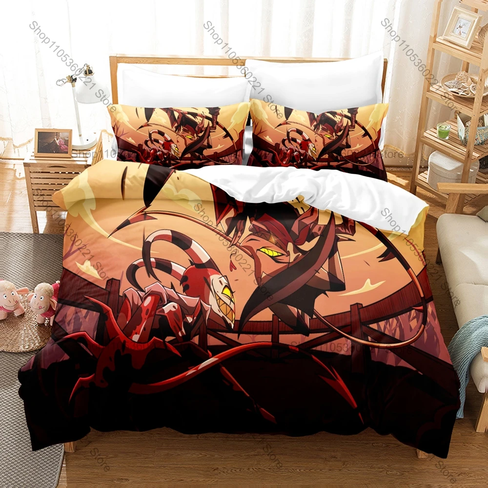 Cool Stolas & Blitzo Printed Bedding Set, Duvet Cover plus 2 Pillowcases, Trendy Anime Style Soft Microfiber Textiles