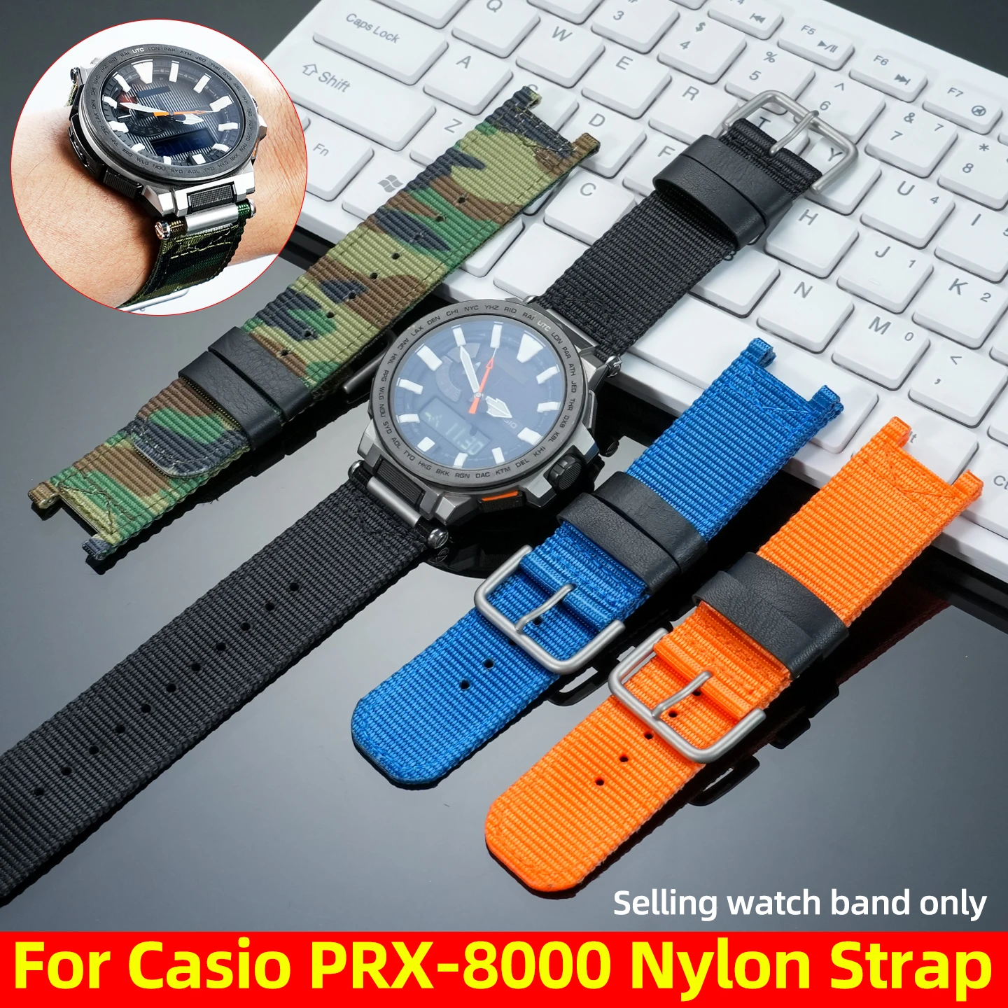 

PRX-8000 модифицированный нейлоновый ремешок для серии Casio PROTREK PRX-8000T/PRX-8001YT/PRX-8000YT спортивный браслет ремешок для часов мужские аксессуары