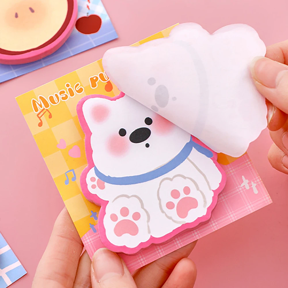 1 pc sélectionnez au hasard une note autocollante en forme de dessin animé, chien mignon dopamine, notes de message pour étudiant