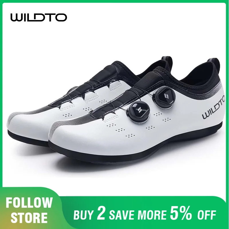 WILDTO Non-lock Cycling Shoes Men's Rubber Outsole Flat Bicycle Sneakers Breathable Non-slip Adjustable Road Riding Bike Shoes
