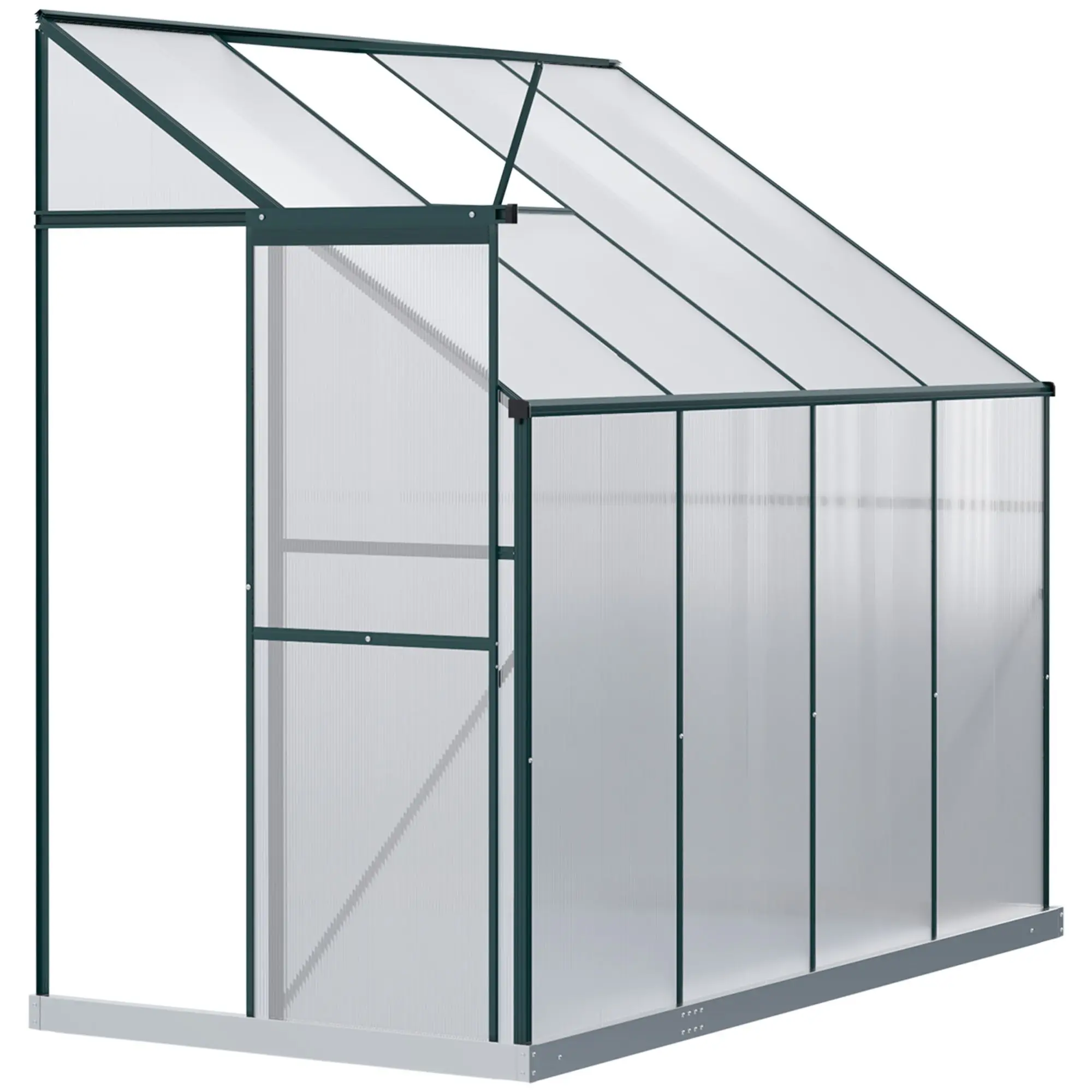 

For Walk-In Garden Greenhouse Aluminum Polycarbonate with Roof Vent for Plants Herbs Vegetables 8' x 4' x 7' Silver