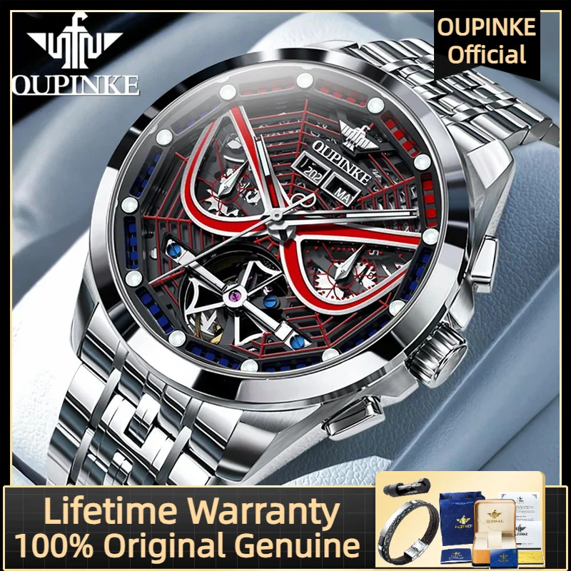 OUPINKE 3550 męski zegarek wysokiej jakości drążony w pełni automatyczny mechaniczny zegarek męski moda sport luksusowa marka męski zegarek