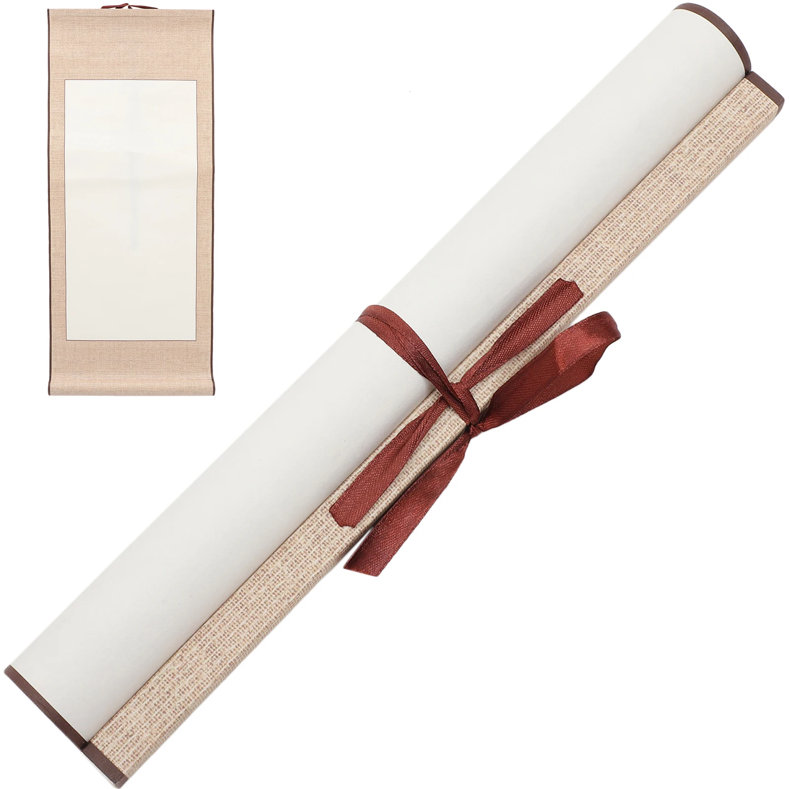 

2Pcs Chinese Calligraphy Blank Hanging Scroll Painting Paper Wear-Resistant Rice Paper for Calligraphy Drawing Ink Brush Art