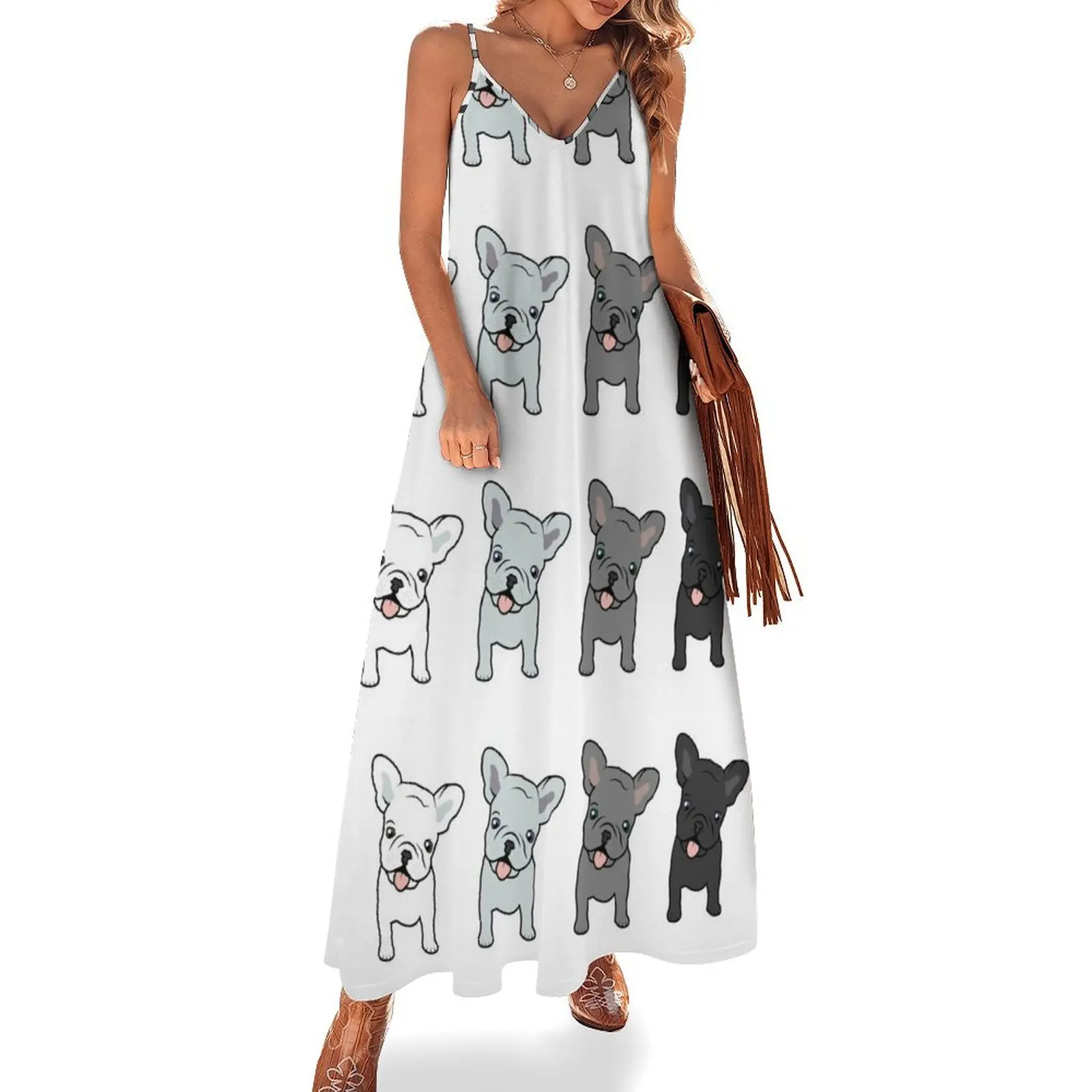 

Happy French Bulldogs Sleeveless Dress women's summer dresses 2025 birthday dress