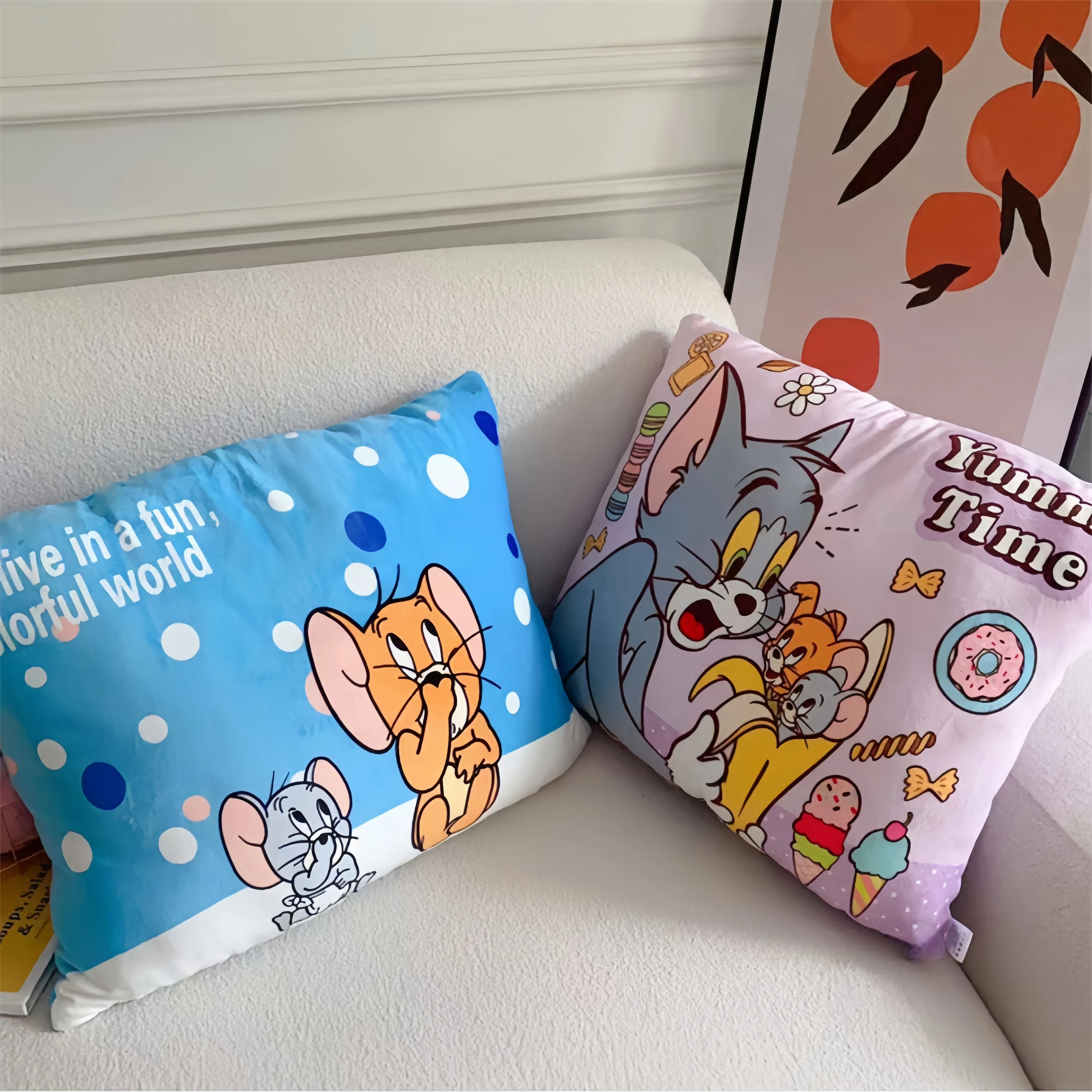 Very Soft Tom and Jerry Plushies Cuddly Pillow Sofa Bed Comfortable Back Cushion Home Decor Cartoon Anime Printing Plush Toy